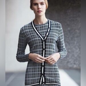 Brooks Brothers NWT navy and white sweater cardigan and shell set sz M